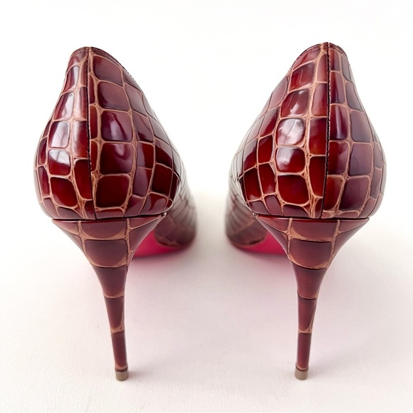 New CHRISTIAN LOUBOUTIN | Kate 85 Acajou Brown Croc Embossed Leather Pumps EU 40 - Picture 7 of 14